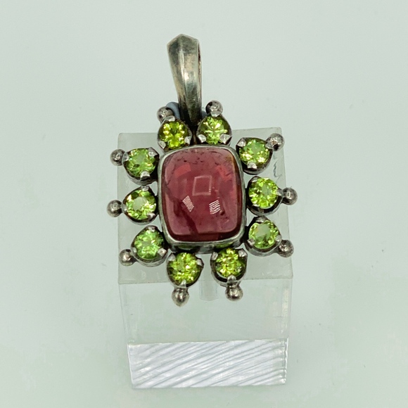 Himalayan Gems Pink Tourmaline & Peridot PendantSS - Picture 5 of 5